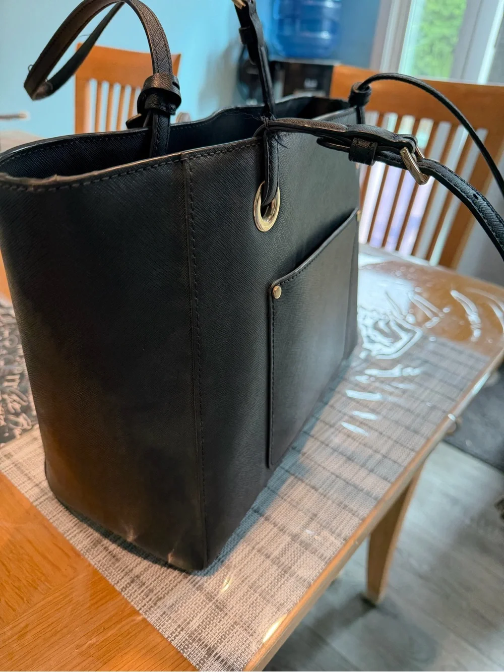 Michael Kors Black Saffiano Tote with Gold Hardware